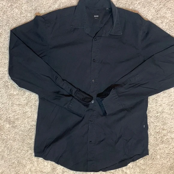 hugo boss black slim fit dress shirt HUGO BOSS BLACK SLIM FIT LONG SLEEVE BUTTON-UP SHIRT SIZE 39 15 1/2